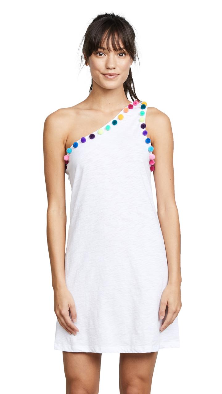 Pitusa Pom Pom One Shoulder Dress