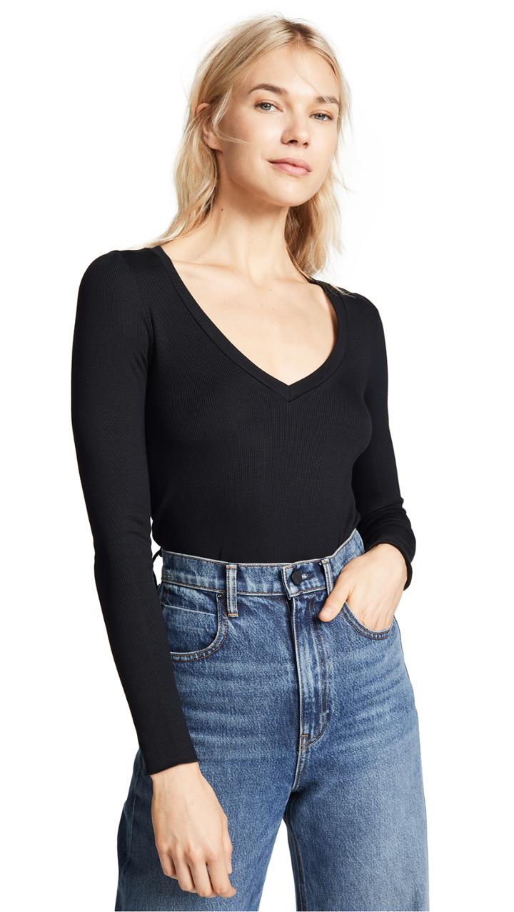 Lna Ribbed Deep V Top