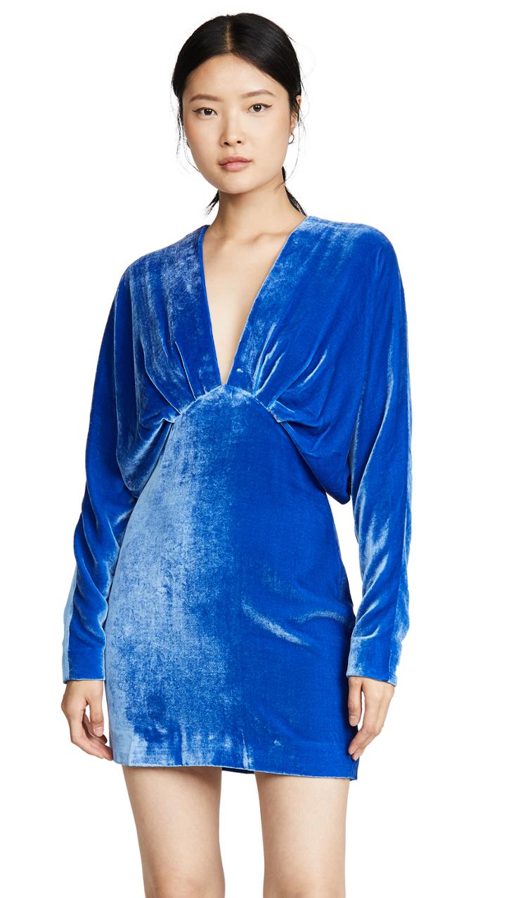 Cushnie Plunging Long Sleeve Blouson Mini Dress