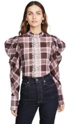 Silvia Tcherassi Plaid Blouse With Puff Shoulders
