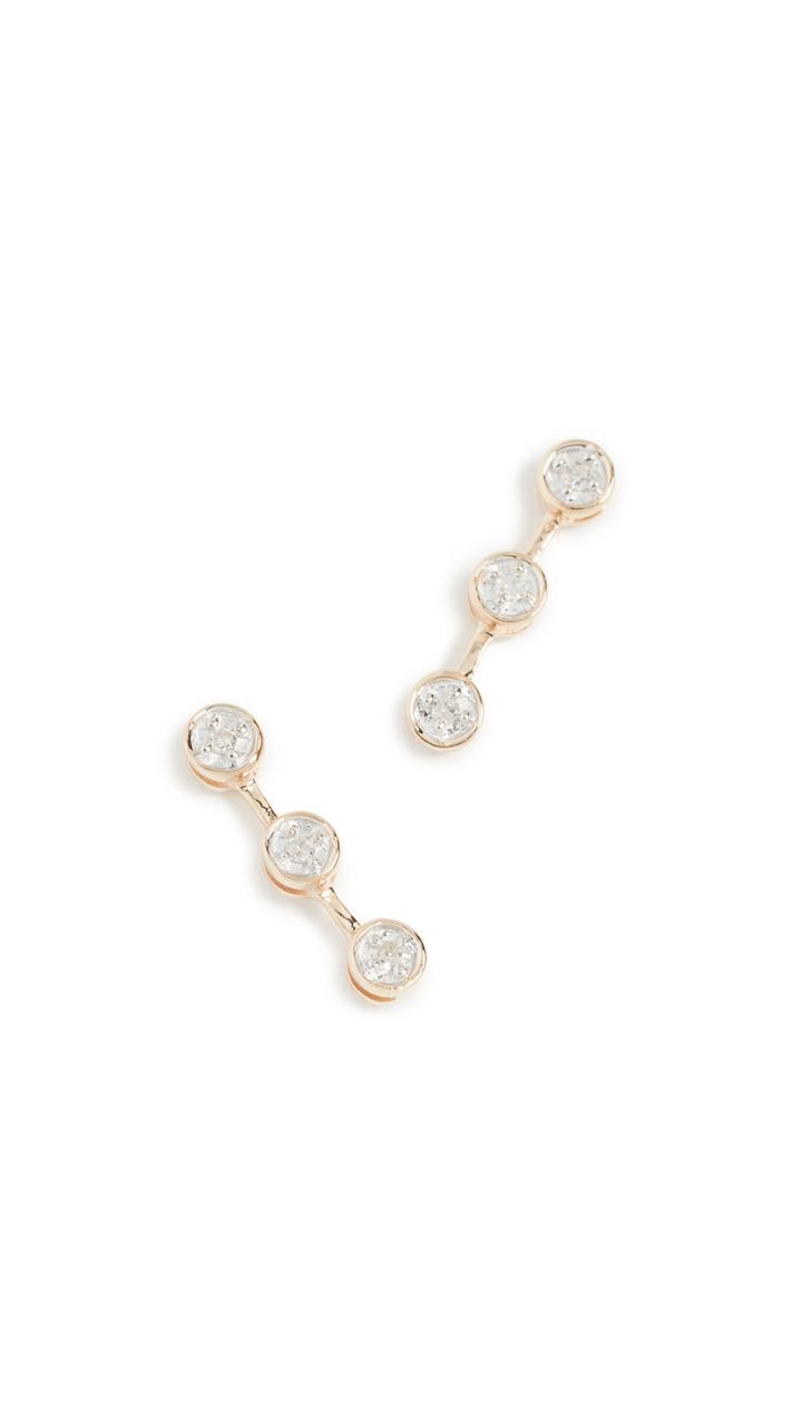 Adina Reyter 14k Gold 3 Diamond Earrings
