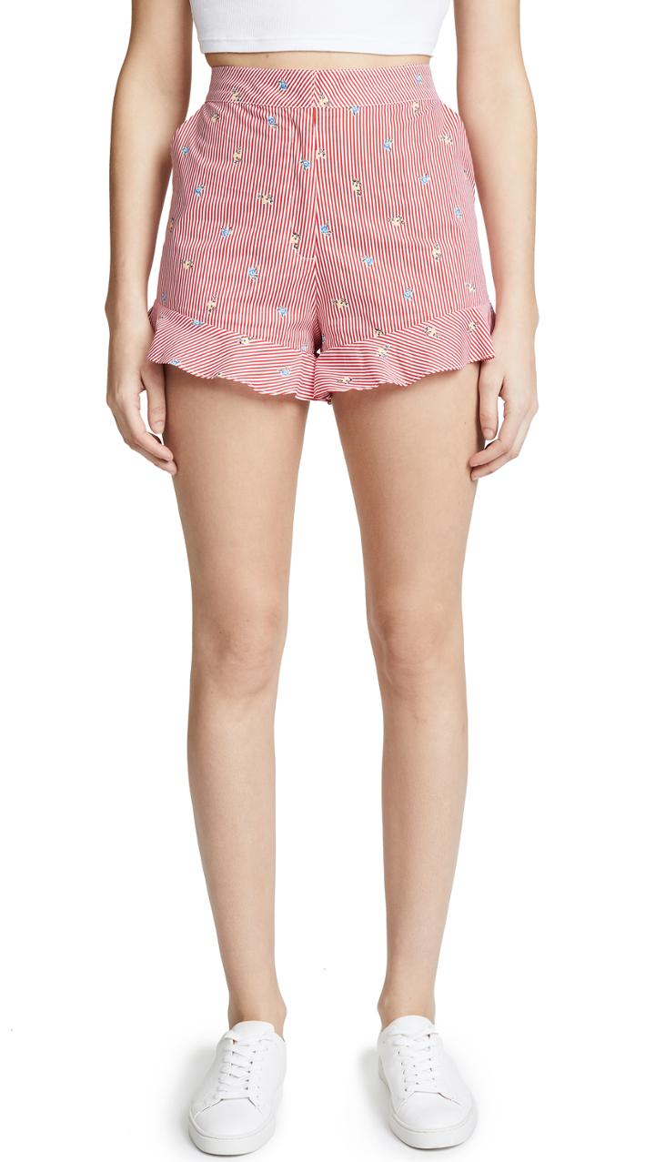 J O A Gingham Tie Front Shorts