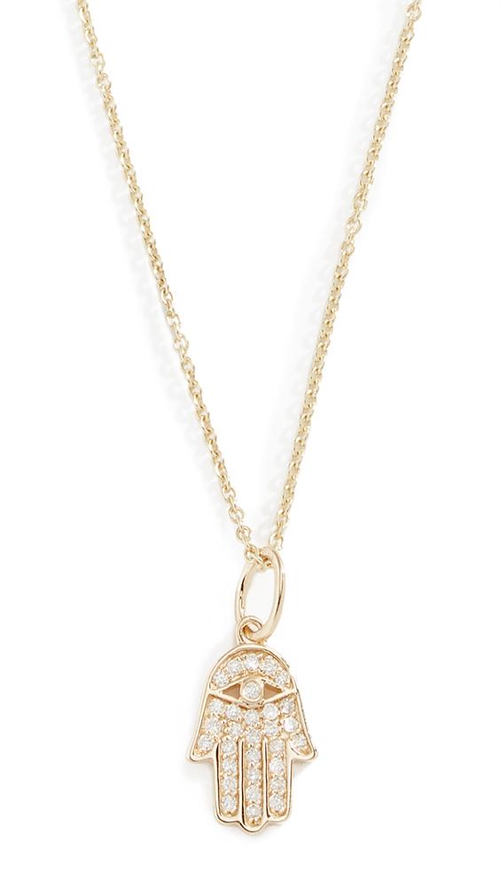 Sydney Evan 14k Small Pave Hamsa Charm Necklace
