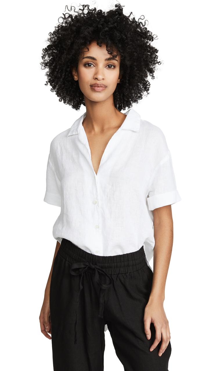 Three Dots Linen Short Sleeve Shirt