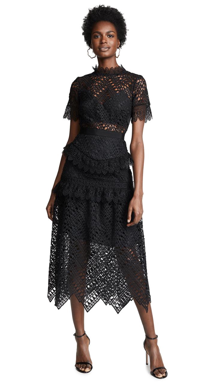 Self Portrait Abstract Triangle Lace Dress