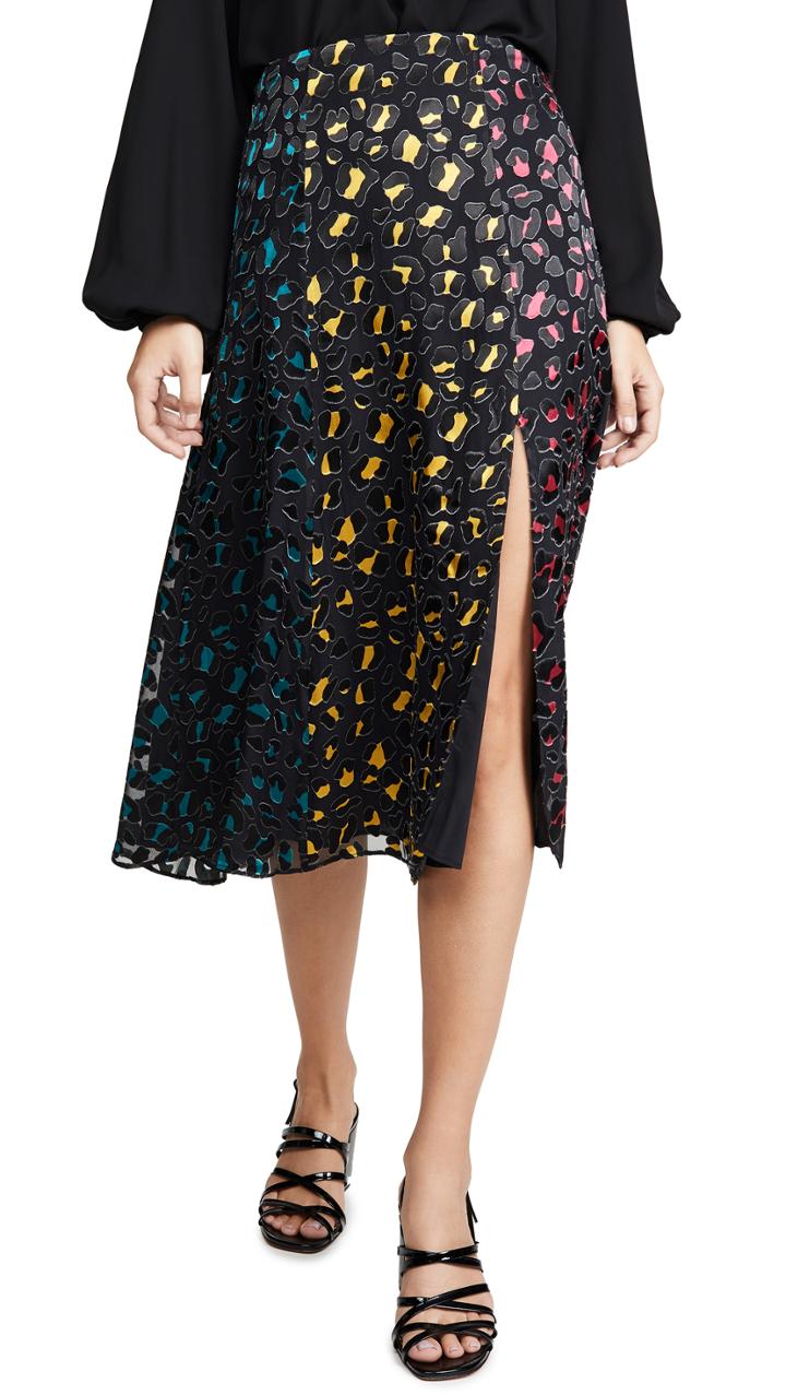 Alice Olivia Jenessa Combo High Slit Skirt