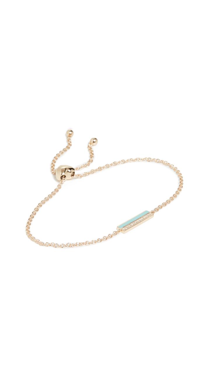 Ef Collection 14k Diamond Enamel Bar Bolo Chain Bracelet