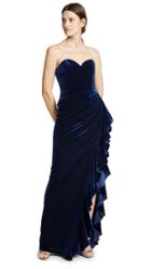 Badgley Mischka Collection Velvet Ruffle Dress