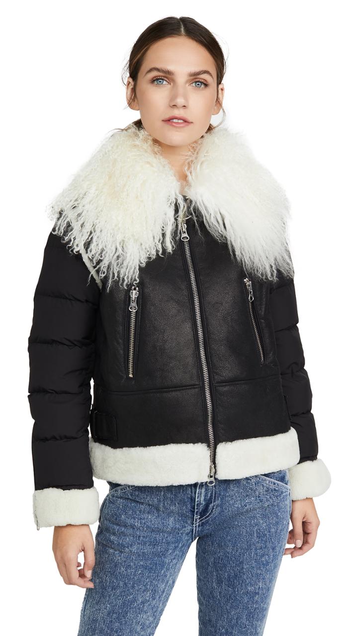 Yves Salomon Meteo Nylon Shearling Bomber