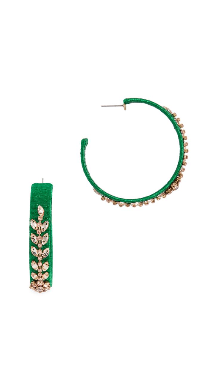 Oscar De La Renta Crystal Beaded Hoops