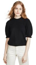 Frame Shirred Short Sleeve Cashmere Sweater