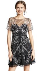 Marchesa Notte Chiffon Dotted Tulle Cocktail Dress