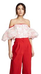 Costarellos Ots Top With Puffy Sleeves