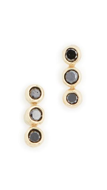 Jennifer Meyer Jewelry 18k Black Diamond 3 Mini Bezel Studs