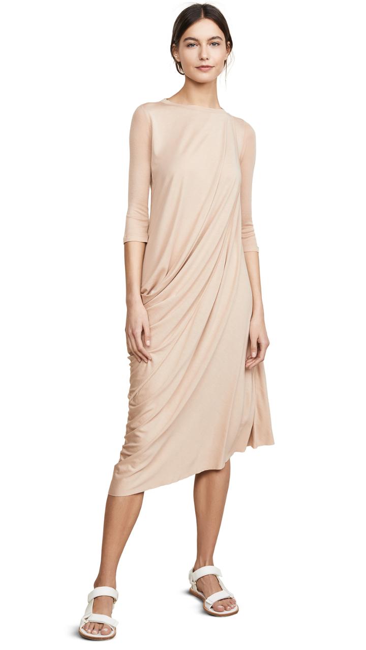 Rick Owens Lilies 3 4 Sleeve Drape Dress