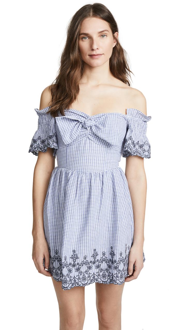 J O A Tie Front Gingham Dress