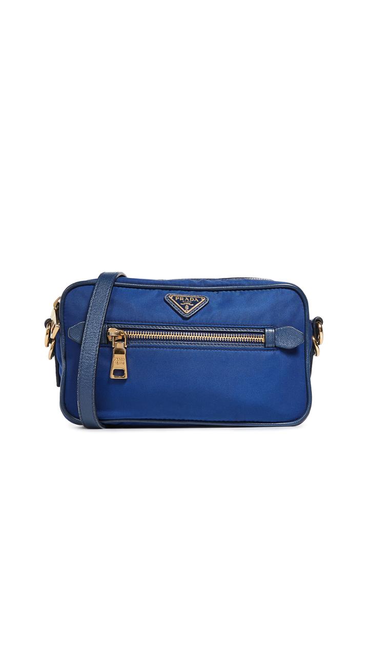 What Goes Around Comes Around Prada Blue Nylon Shoulder Bag
