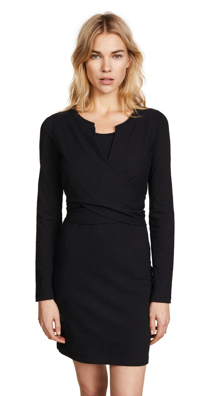 T By Alexander Wang Long Sleeve Dress With Front Tie