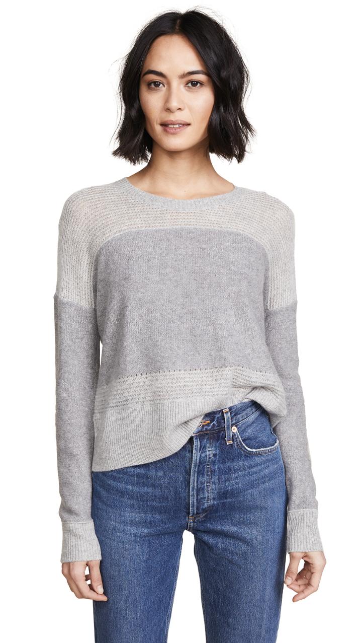 James Perse Cashmere Open Stitch Crew Sweater