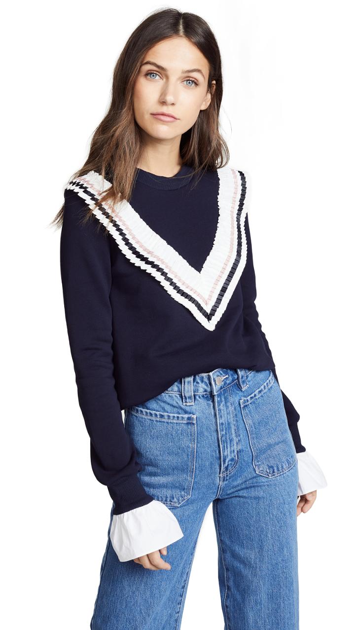 English Factory Sweatshirt With Ruffle Trim