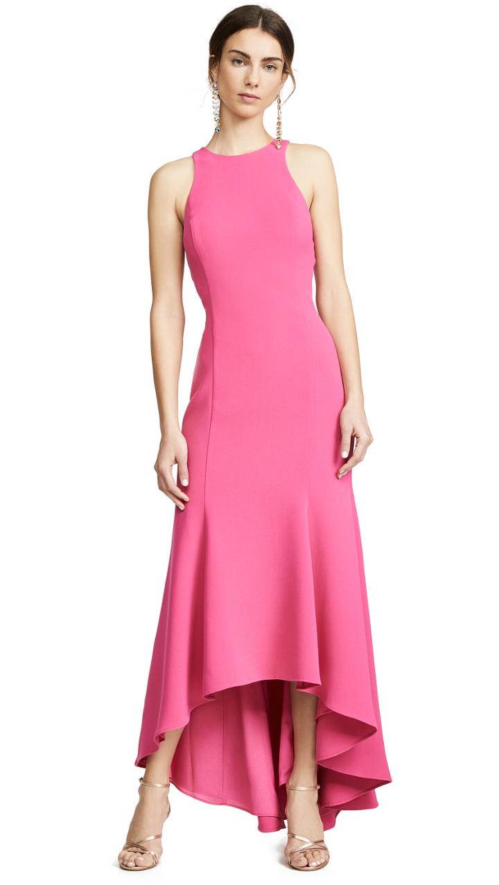 Halston Heritage Sleeveless High Neck Crepe Dress