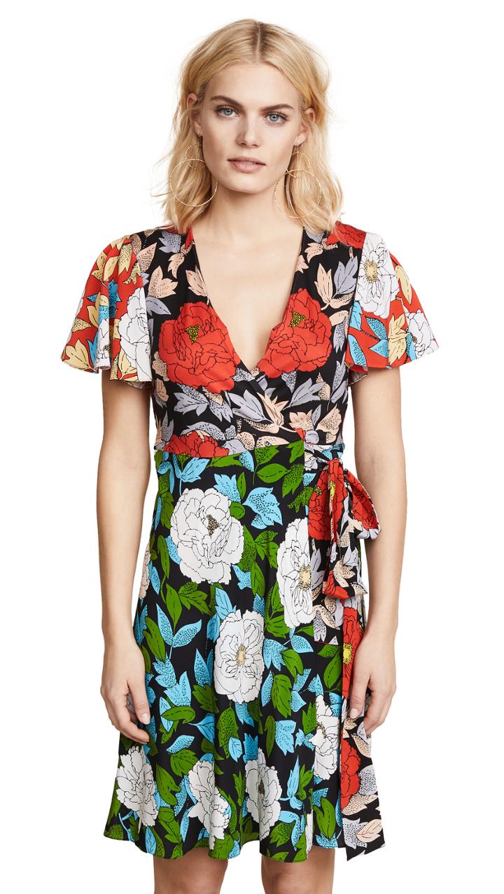 Diane Von Furstenberg Flutter Sleeve Front Tie Dress