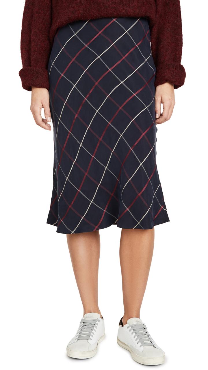 Club Monaco Plaid Bias Skirt