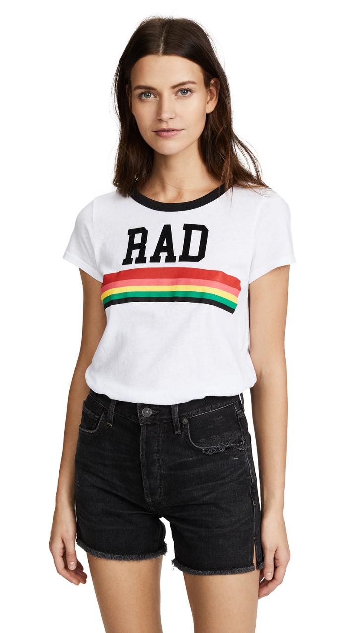 Pam Gela White Rad Rainbow Ringer Tee