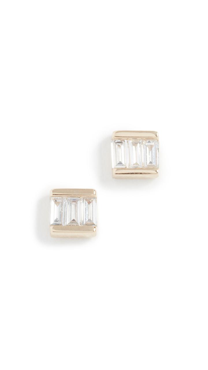 Ef Collection 14k Mini Baguette Diamond Studs