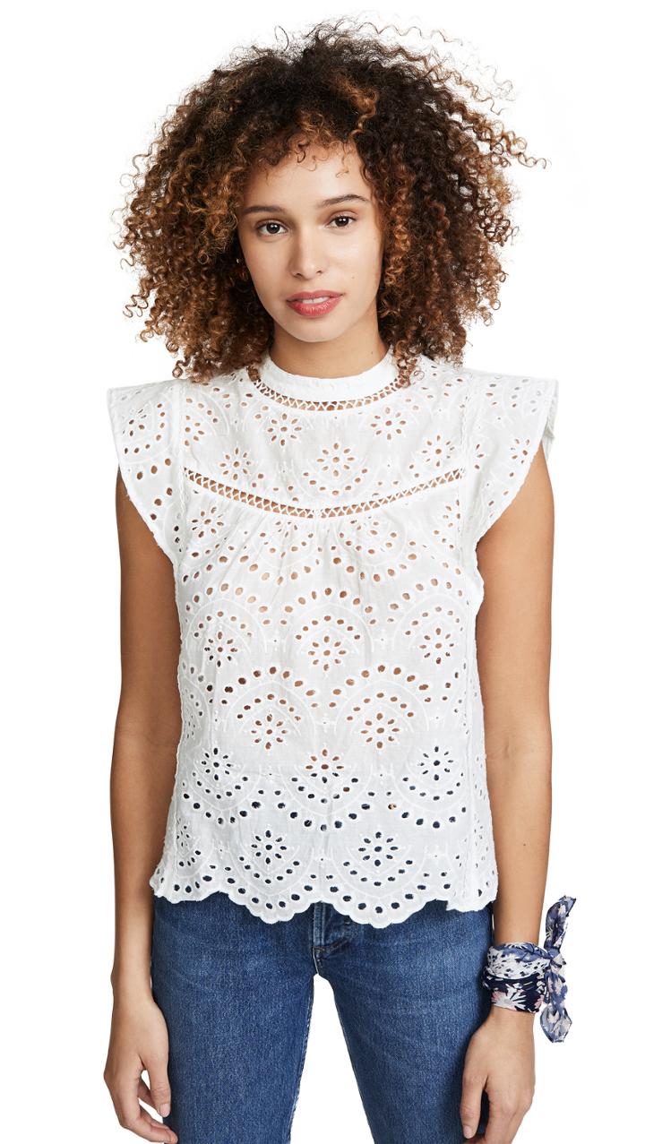 7 For All Mankind Eyelet Sleeveless Top