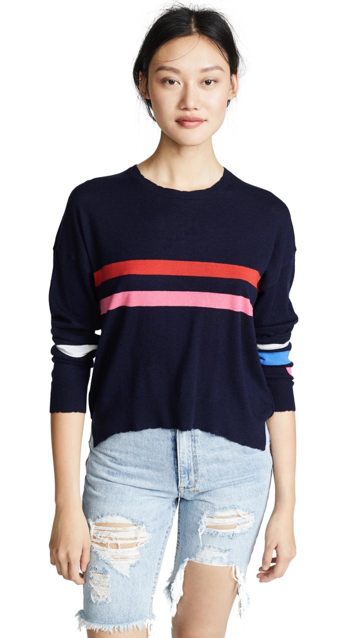 Sundry Stripes Heart Sweater