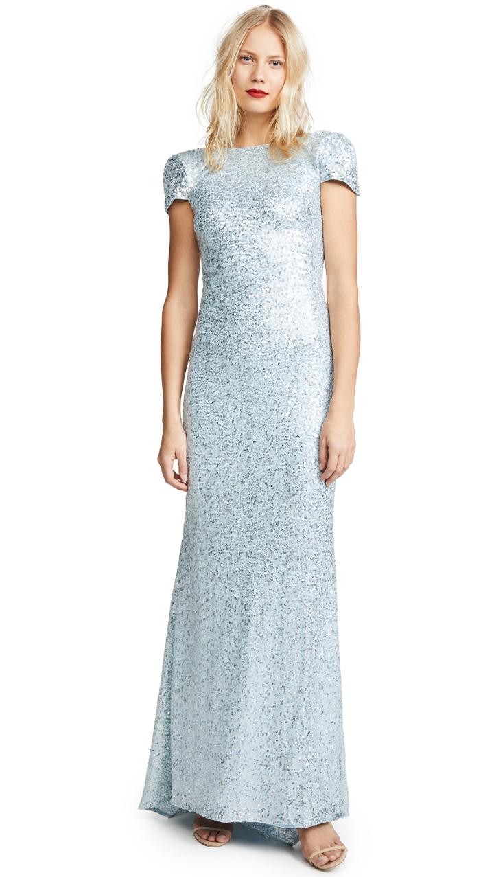 Badgley Mischka Collection Draped Back Gown