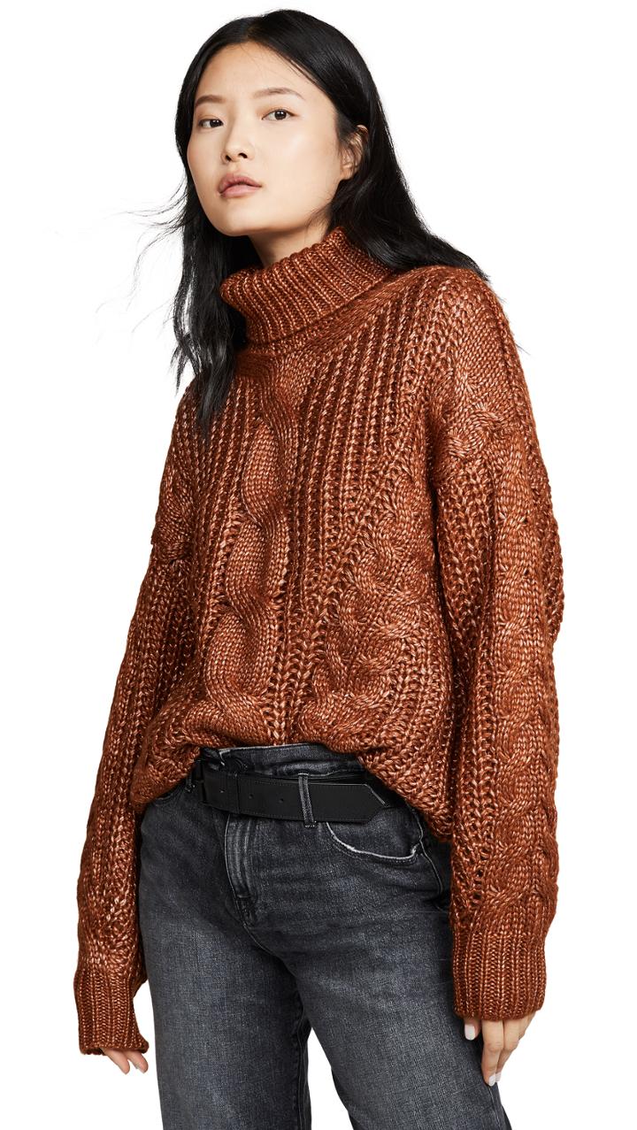 J O A Cable Turtleneck Sweater