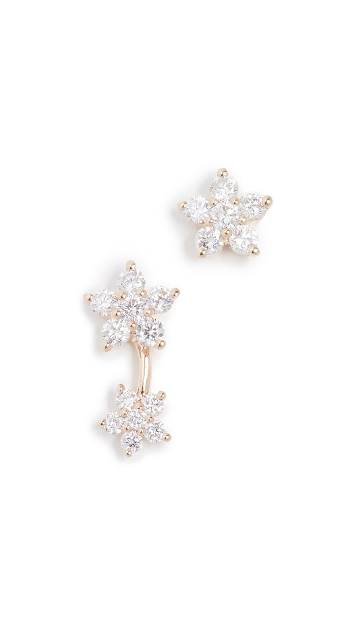 Ef Collection 14k Diamond Flower Stud Earrings