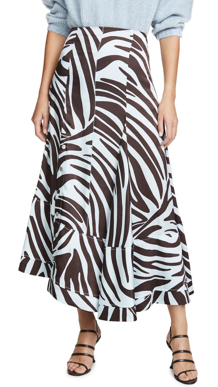 3 1 Phillip Lim Zebra Pleated Skirt With Snaps
