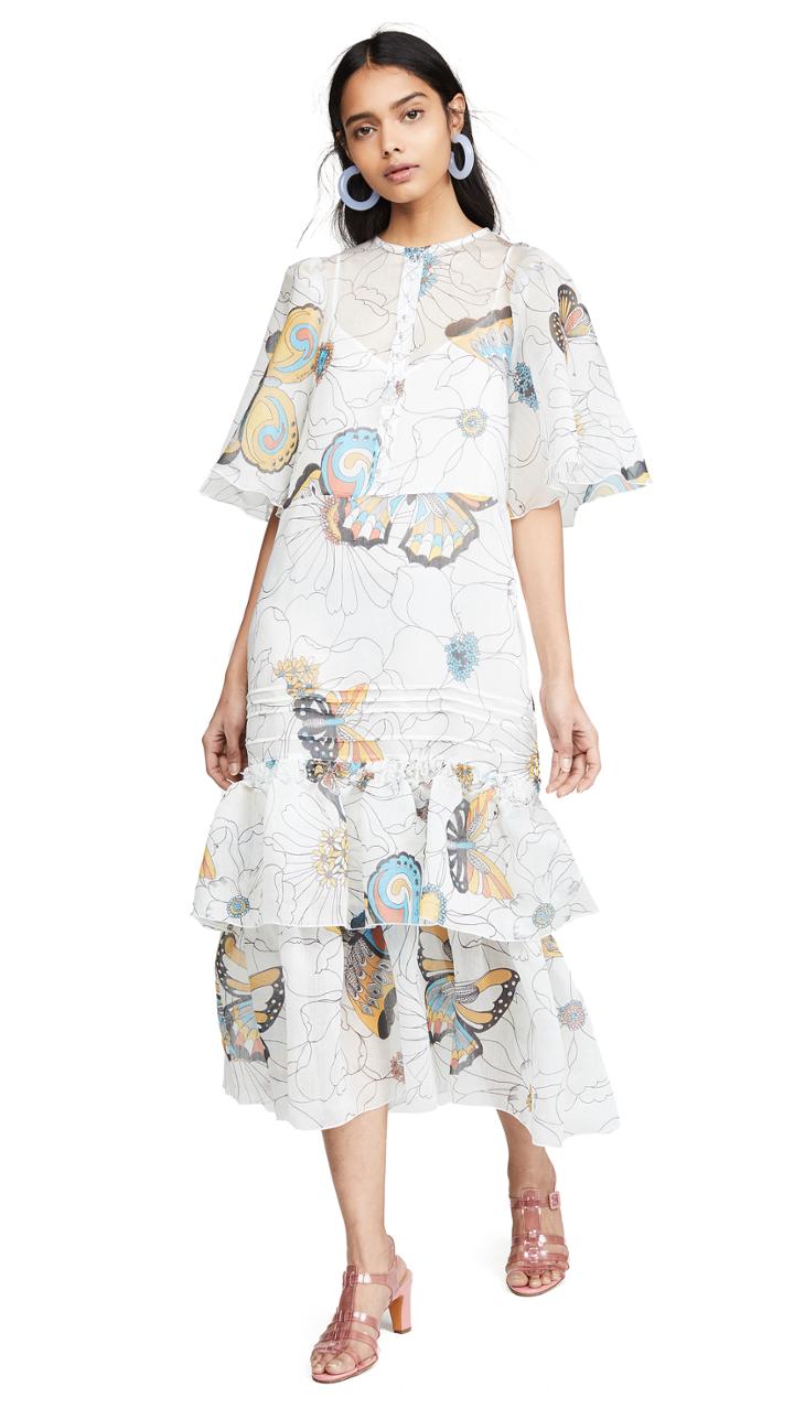 See By Chloe Printed Puff Sleeve Dress