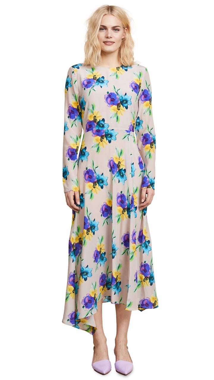 Msgm Silk Printed Dress
