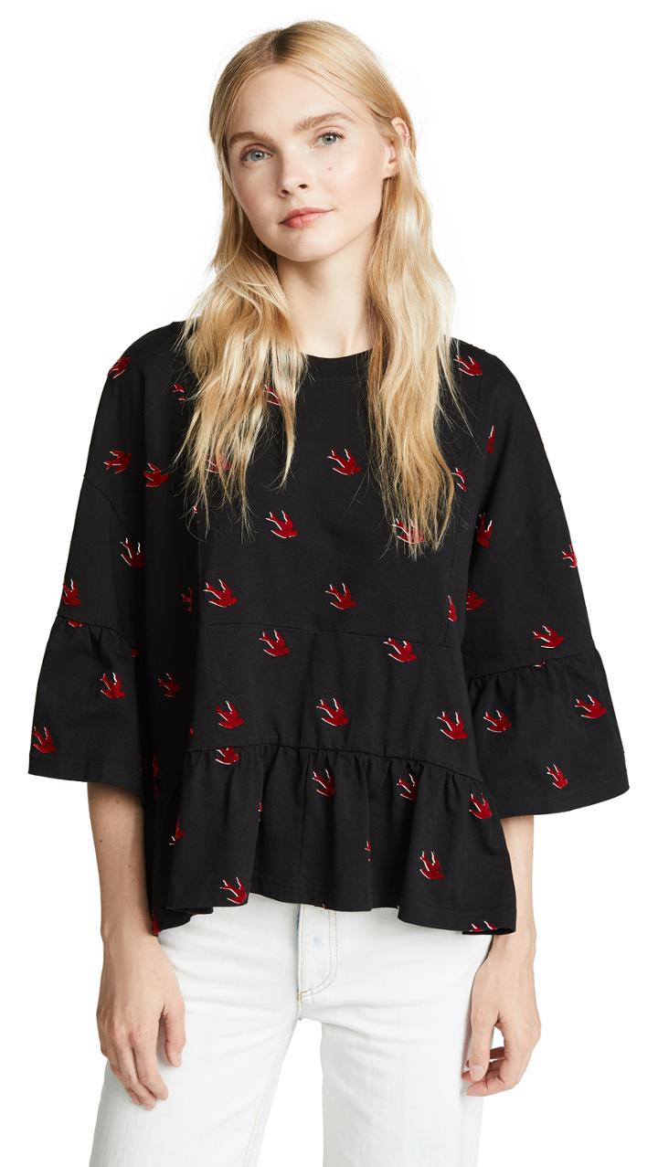 Mcq Alexander Mcqueen Cut Ruffle Tee