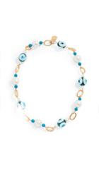 Tory Burch Glass Pearl And Evil Eye Short Necklace