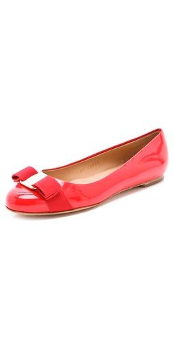 Salvatore Ferragamo Varina Patent Bow Flats