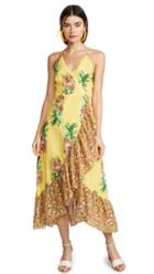 Farm Rio Golden Pineapple Print Wrap Dress