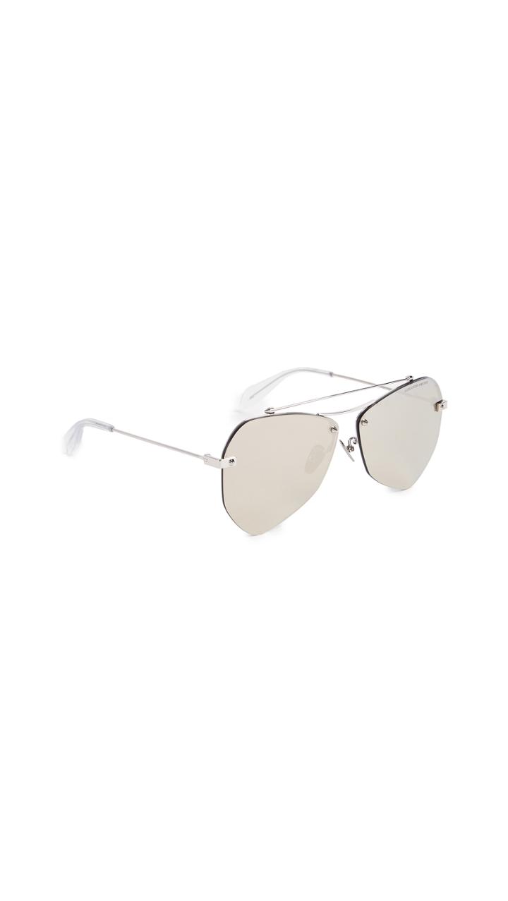 Alexander Mcqueen Pinched Aviator Sunglasses