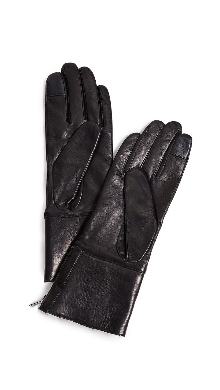 Carolina Amato Tech Leather Shearling Gloves