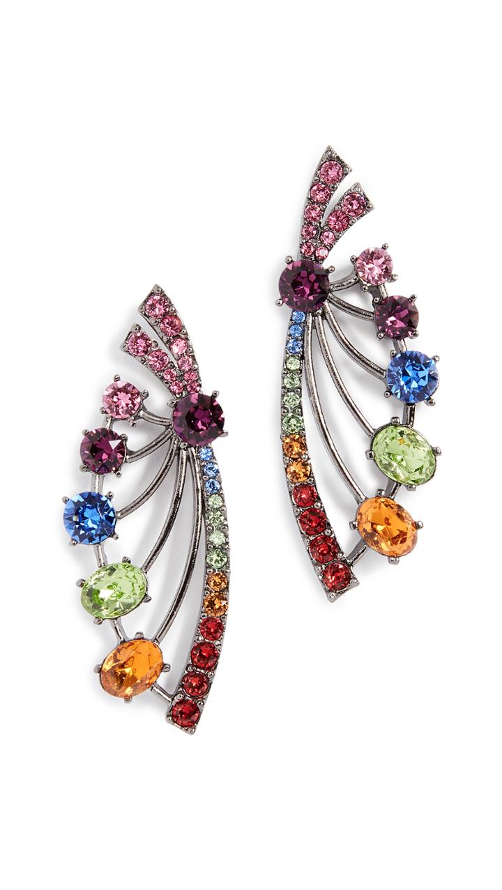 Oscar De La Renta Crystal Fan Earrings