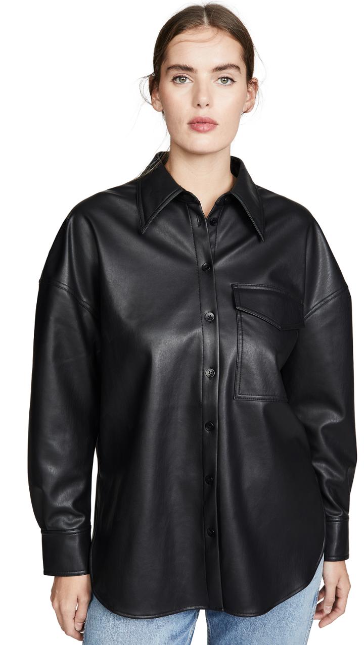 Tibi Utility Faux Leather Shirt