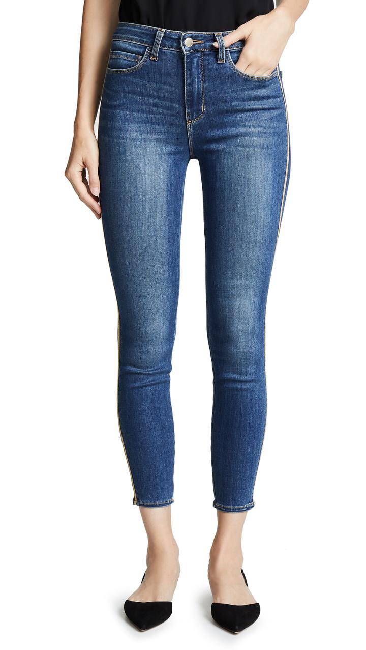 L Agence High Rise Skinny Jeans With Metallic Trim