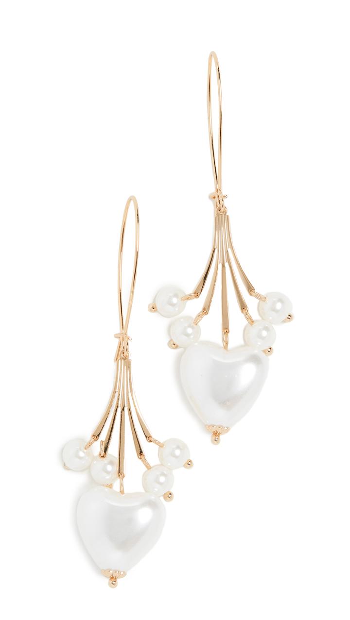Kenneth Jay Lane Imitation Pearl Heart Earrings