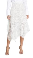Anais Jourden White Velvet Duo Lace Midi Skirt