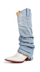 R13 Cowboy Boots With Denim Sleeve