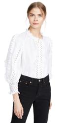 Rebecca Taylor Long Sleeve Petal Embroidered Top